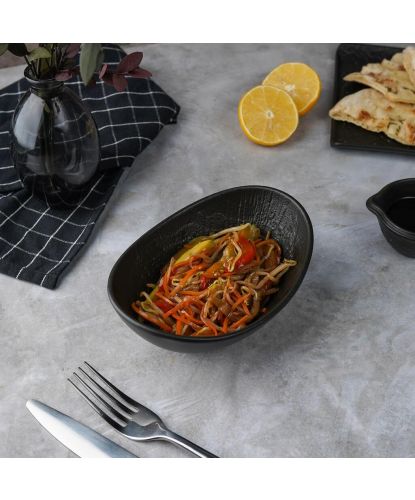 Салатник 300 мл овальный 16*12 см h6 см Black Raw Wood P.L. Proff Cuisine [6] (2)