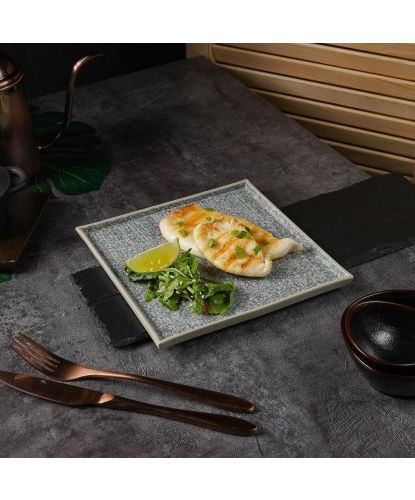Тарелка 20*20 см h1,1 см квадратная глазурь Glossy Stone Untouched Taiga P.L. Proff Cuisine [1] (3)