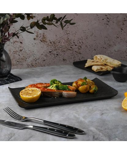 Блюдо прямоугольное 29,5*14,8 см h2 см с бортами Side Up2 Black Raw Wood P.L. Proff Cuisine [4] (3)