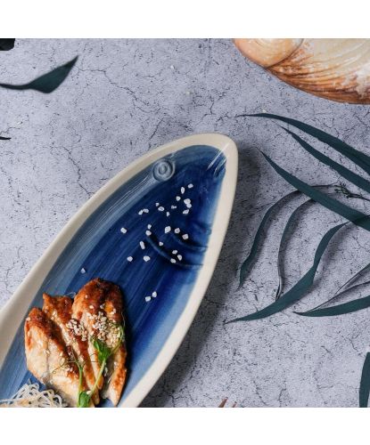 Блюдо овальное 42*13,3 см h4,5 см Рыба Fish Northern Blue Frutti di Mare P.L. [1] (6)