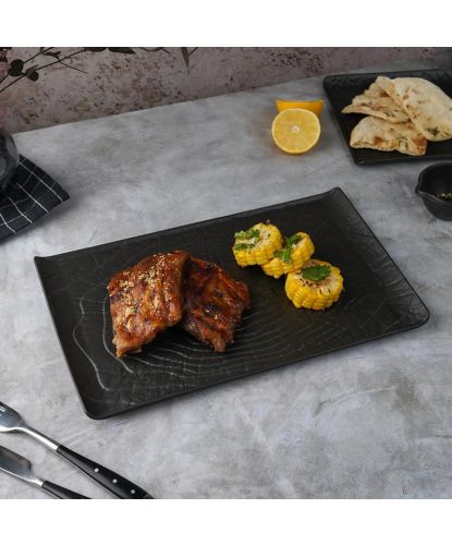 Блюдо прямоугольное 33,5*20,5 см с бортами Side Up2 Black Raw Wood P.L. Proff Cuisine [2] (2)