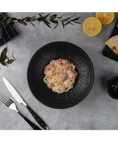 Тарелка глубокая 150 мл d 20 см h7,5 см для пасты, для супа Black Raw Wood P.L. Proff Cuisine [4] (5)