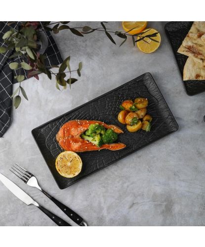 Блюдо прямоугольное 29,5*14,8 см h2 см с бортами Side Up2 Black Raw Wood P.L. Proff Cuisine [4] (5)