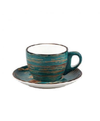 Кофейная пара Texture Dark Green Lines 100 мл, 12 см, h 5 см, P.L. Proff Cuisine [6] (1)