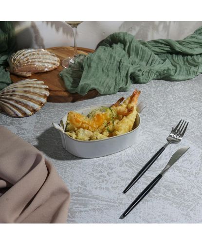Блюдо овальное 19*11,5 см h4 см 400 мл Gray Oval Bucket с ручками Frutti di Mare P.L. [1] (3)