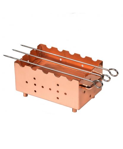 Мангал настольный для подачи 20,5*12,5*10,5 см Copper с медным покрытием + 3 шампура P.L.   (2)