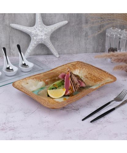 Блюдо прямоугольное 31*21,5 см h4,8 см 600 мл Light Brown Spots Sea Wave Frutti di Mare P.L. [1] (4)