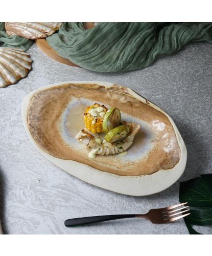 Блюдо овальное 32,5*20 см h7 см 100 мл Pearl Shell Frutti di Mare P.L. [1] (27)