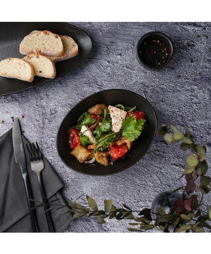 Салатник 450 мл 19*14,5 см h6,4 см Wave Up Smooth Black Raw Stellar P.L. Proff Cuisine [6] (6)