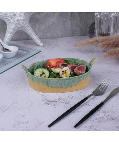 Блюдо для подачи 19,5*11,2 см h4,4 см 450 мл с ручками Green Frutti di Mare P.L. [1] (4)