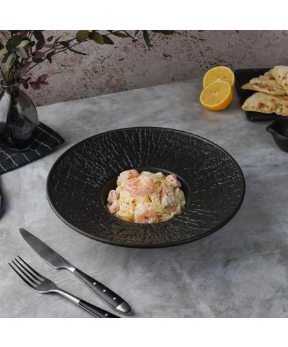Тарелка глубокая 250 мл d27 см h6,3 см для пасты, для супа Black Raw Wood P.L. Proff Cuisine [4] (2)