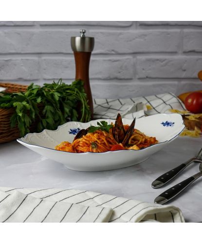 Блюдо овальное 33,7*21*6,4 см 800 мл глубокое Crush Blue Flower P.L. Proff Cuisine [1] (4)