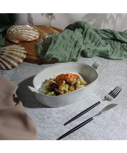 Блюдо овальное 25,5*13,5 см h5 см 700 мл Gray Oval Bucket с ручками Frutti di Mare P.L. [1] (13)