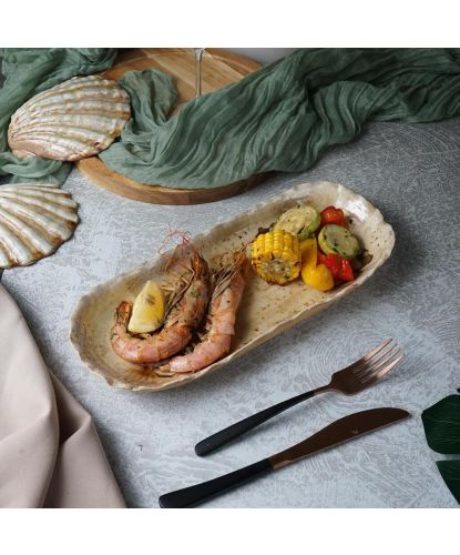 Блюдо прямоугольное 35*14 см h3,5 см 630 мл Pearl Sea Stone Frutti di Mare P.L. [4] (17)