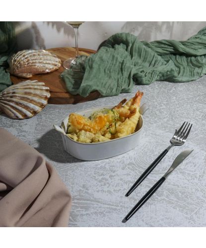 Блюдо овальное 19*11,5 см h4 см 400 мл Gray Oval Bucket с ручками Frutti di Mare P.L. [1] (16)
