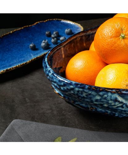 Блюдо овальное 44,5*27 см h10 см 4 л Aqua Blue Style Buffet P.L. [1]  (8)