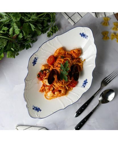Блюдо овальное 33,7*21*6,4 см 800 мл глубокое Crush Blue Flower P.L. Proff Cuisine [1] (6)