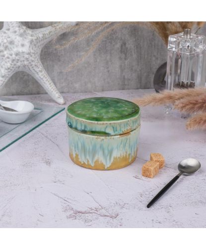 Емкость для подачи 210 мл с крышкой d 10 см h5,2/3,2 см Green Malachite Box Frutti di Mare P.L. [1] (4)