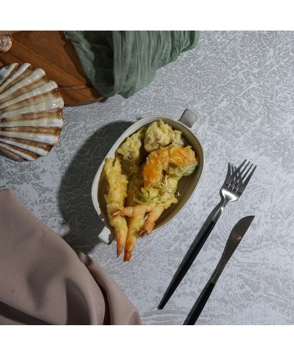 Блюдо овальное 19*11,5 см h4 см 400 мл Gray Oval Bucket с ручками Frutti di Mare P.L. [1] (4)