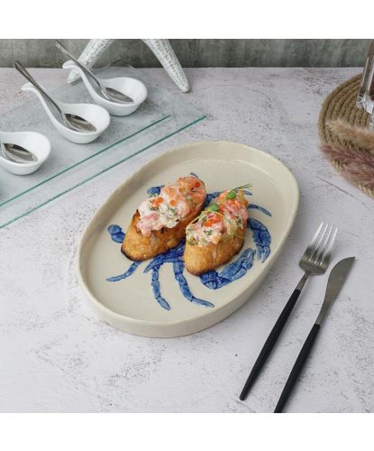 Блюдо овальное 29*18 см h2,5 см Crab Northern Blue Gray Frutti di Mare P.L. [1] (4)