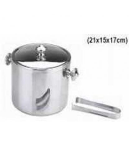 Емкость Ведро для льда 1,5 л d 15 см h17 см нерж. с крышкой + щипцы P.L. - BarWare & REG (2)