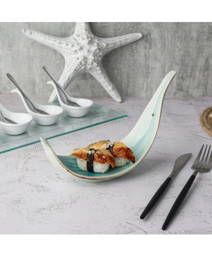 Блюдо для подачи 21*7,4 см h13,5 см Sea Blue Leaf Frutti di Mare P.L. [1] (4)
