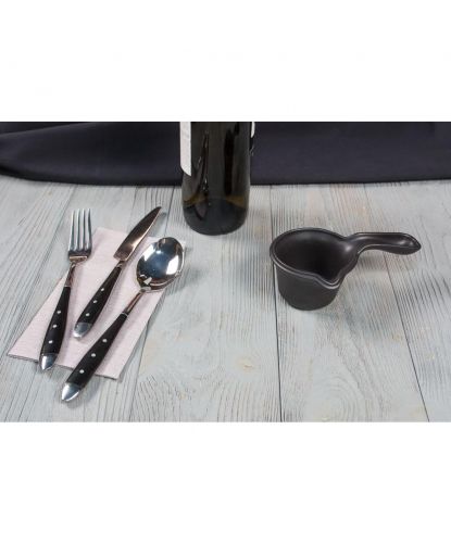 Соусник 100 мл d 7 см h5 см с ручкой Smooth Black Raw Stellar P.L. Proff Cuisine [6] (4)