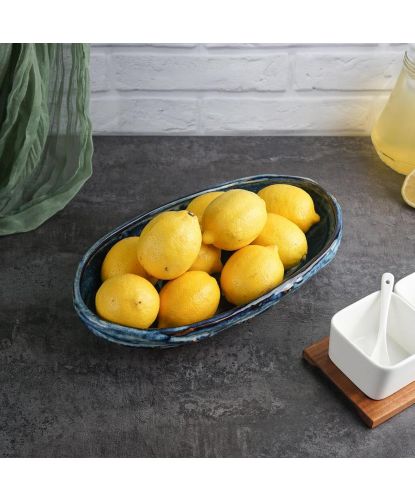 Блюдо овальное 35*20,5 см h6 см 2 л Aqua Blue Style Buffet P.L. [1]  (2)