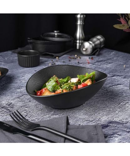 Салатник 450 мл 19*14,5 см h6,4 см Wave Up Smooth Black Raw Stellar P.L. Proff Cuisine [6] (4)