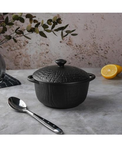 Бульонница 500 мл d 14 см h7 см с крышкой Black Raw Wood P.L. Proff Cuisine [6] (3)