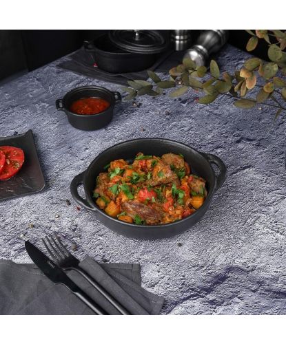 Блюдо круглое 18 см h4 см 570 мл с ручками Smooth Black Raw Stellar P.L. Proff Cuisine [4] (3)