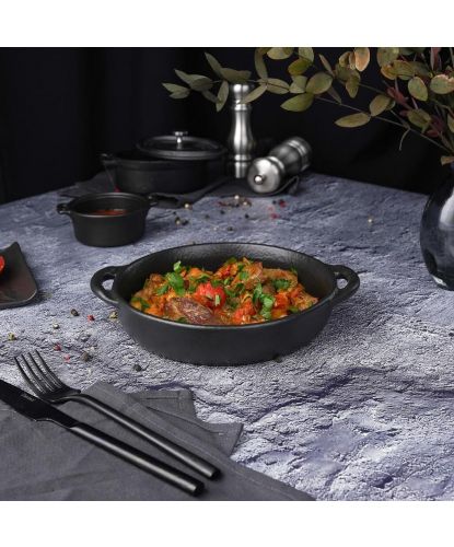 Блюдо круглое 18 см h4 см 570 мл с ручками Smooth Black Raw Stellar P.L. Proff Cuisine [4] (4)