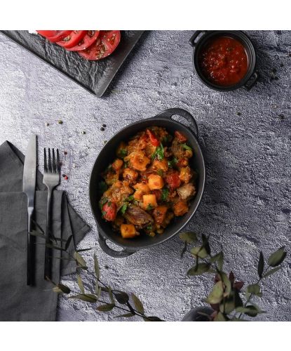 Блюдо овальное 18,5*15 см h5,3 см 850 мл с ручками Smooth Black Raw Stellar P.L. Proff Cuisine [4] (6)
