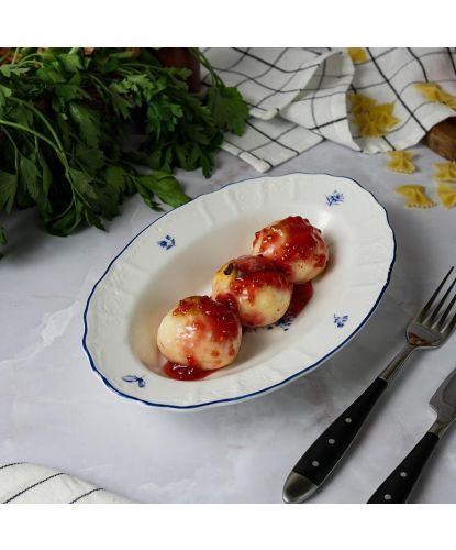 Блюдо овальное 25,2*15,7*3,6 см 250 мл глубокое Blue Flower P.L. Proff Cuisine [1] (2)