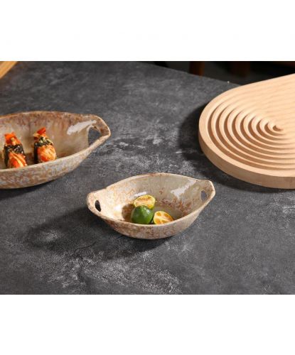 Блюдо овальное 16*10,5 см h4 см 140 мл Pearl Sea Stone с ручками Frutti di Mare P.L. [4] (4)