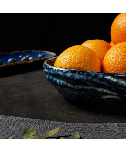 Блюдо овальное 35*20,5 см h6 см 2 л Aqua Blue Style Buffet P.L. [1]  (8)