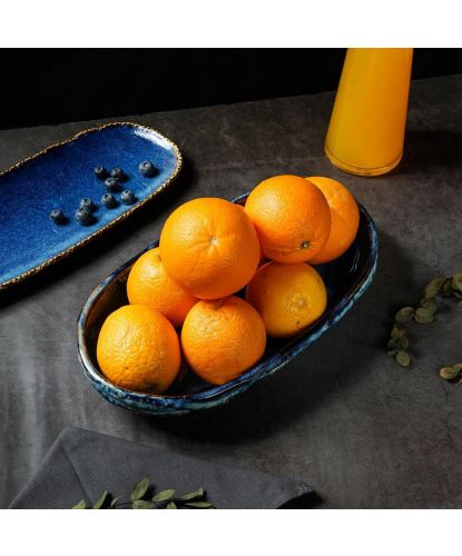 Блюдо овальное 35*20,5 см h6 см 2 л Aqua Blue Style Buffet P.L. [1]  (6)