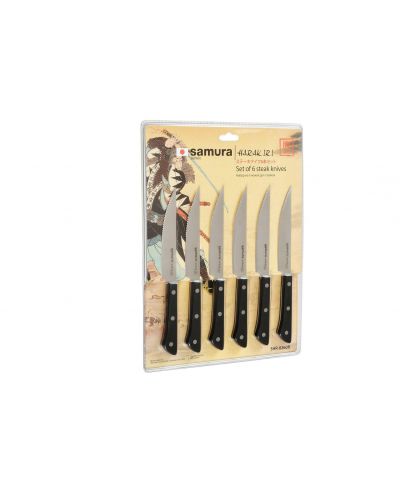 Набор стейковых ножей 6 в 1 "Samura HARAKIRI" 31 (125мм), ЧЕРНАЯ РУКОЯТЬ (2)