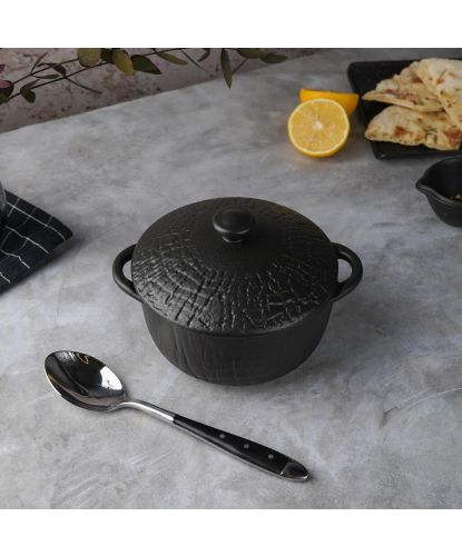 Бульонница 500 мл d 14 см h7 см с крышкой Black Raw Wood P.L. Proff Cuisine [6] (2)