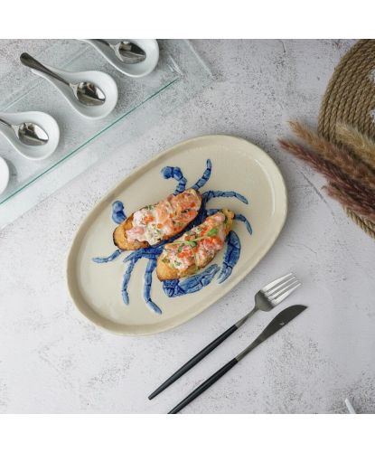 Блюдо овальное 29*18 см h2,5 см Crab Northern Blue Gray Frutti di Mare P.L. [1] (6)