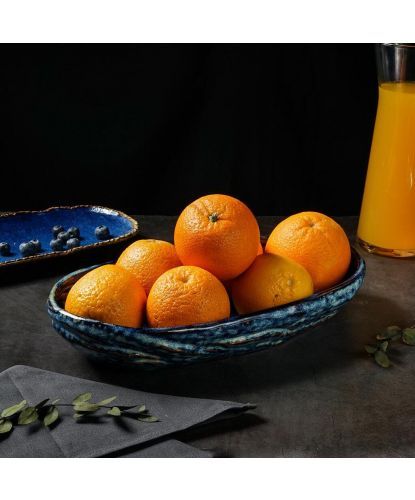 Блюдо овальное 35*20,5 см h6 см 2 л Aqua Blue Style Buffet P.L. [1]  (7)