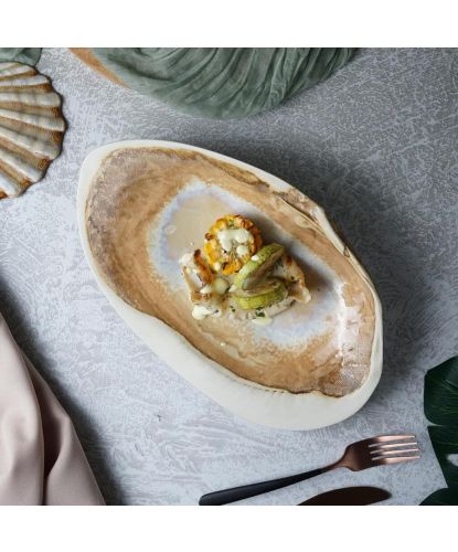 Блюдо овальное 32,5*20 см h7 см 100 мл Pearl Shell Frutti di Mare P.L. [1] (24)