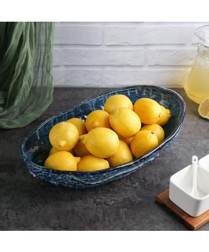 Блюдо овальное 44,5*27 см h10 см 4 л Aqua Blue Style Buffet P.L. [1]  (2)