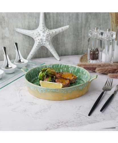 Блюдо для подачи 25,5*22,7 см h4 см 800 мл с ручками Green Frutti di Mare P.L. [1] (6)