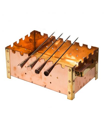 Мангал настольный для подачи 26*17*12 см Copper с медным покрытием + 4 шампура P.L.  (2)