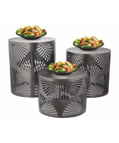 Подставка фуршетная стойка d 19 см h15 см круглая Black перфорация металл P.L. Hotelware (1)