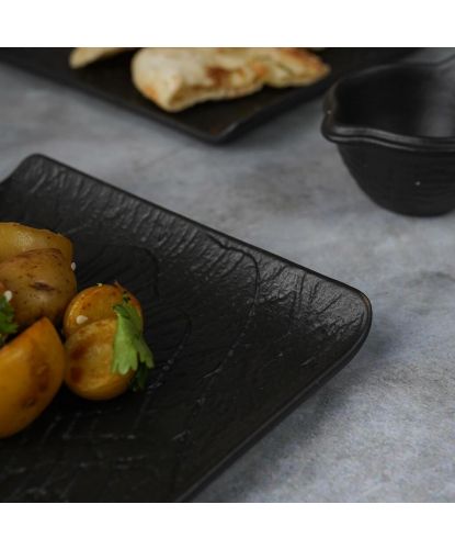 Блюдо прямоугольное 29,5*14,8 см h2 см с бортами Side Up2 Black Raw Wood P.L. Proff Cuisine [4] (4)