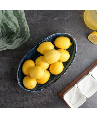 Блюдо овальное 35*20,5 см h6 см 2 л Aqua Blue Style Buffet P.L. [1]  (4)