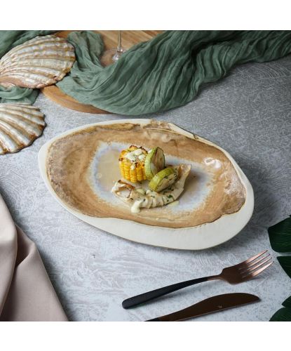 Блюдо овальное 32,5*20 см h7 см 100 мл Pearl Shell Frutti di Mare P.L. [1] (26)