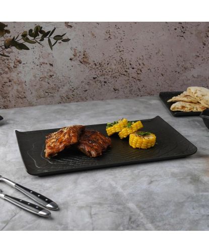 Блюдо прямоугольное 33,5*20,5 см с бортами Side Up2 Black Raw Wood P.L. Proff Cuisine [2] (3)